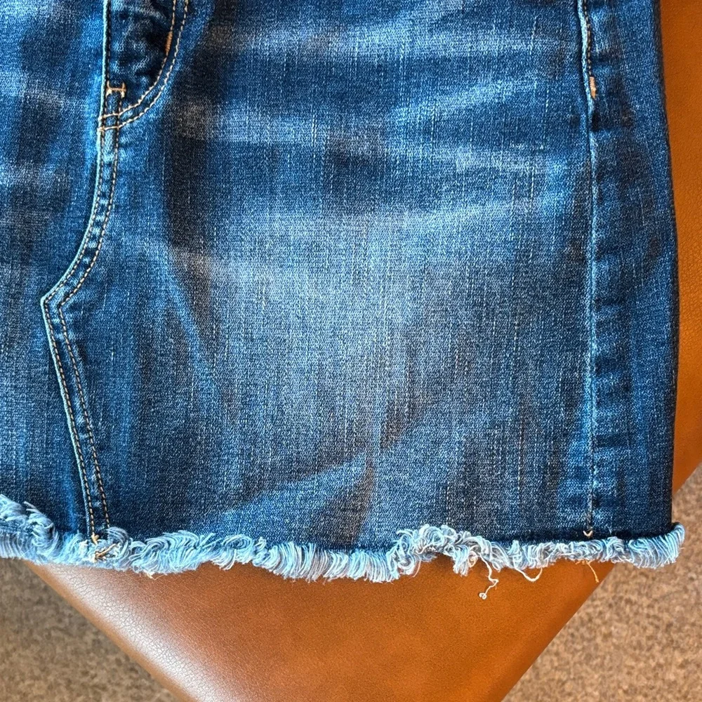 BKE Blue Frayed Hem Mini Skirt - Picture 4 of 7